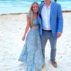 Floral crop top and maxi skirt set